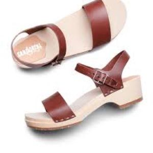 Sandgrens Vienna- Cognac Veg. 39. Low heel sandal clog.